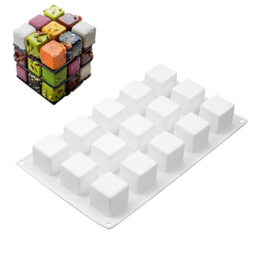 Silicone Mold, Mousse Mold, Baking Mold, Chocolate, Jelly, Cake Mold, 3D Cutter, DIY, Home Kitchen, 15-Cavity, Square, Pastry Mold