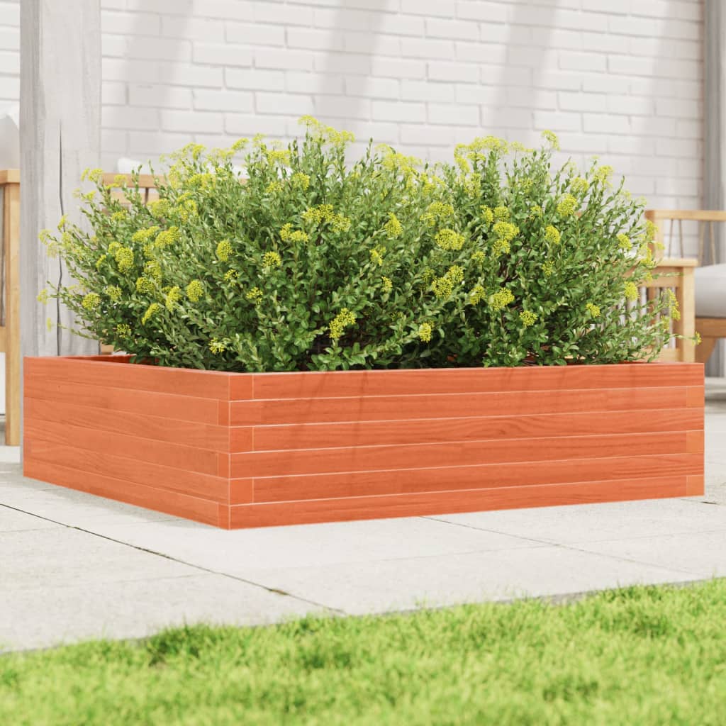 Plant Pot Wax Brown 90 X 90 X 23 Cm Solid Pine Wood