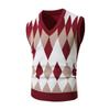 Men's Fashion V-Neck Sleeveless Knitted Vests Sweater Patchwork Color Casual Lined Vest Men's Tops