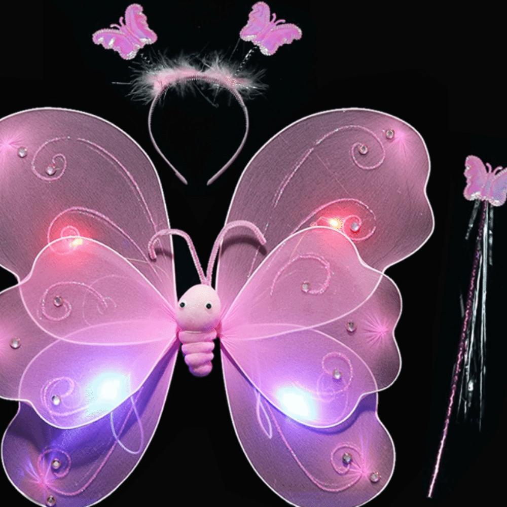 Funny Glowing Butterfly Wings Luminous Princess Dress Costume  Birthday Gift