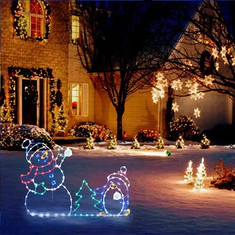 Animated LED Light Glitter Snowman Ornament for Christmas Garden Home Outdoor Yard Winter Holiday Party Decoration Decor