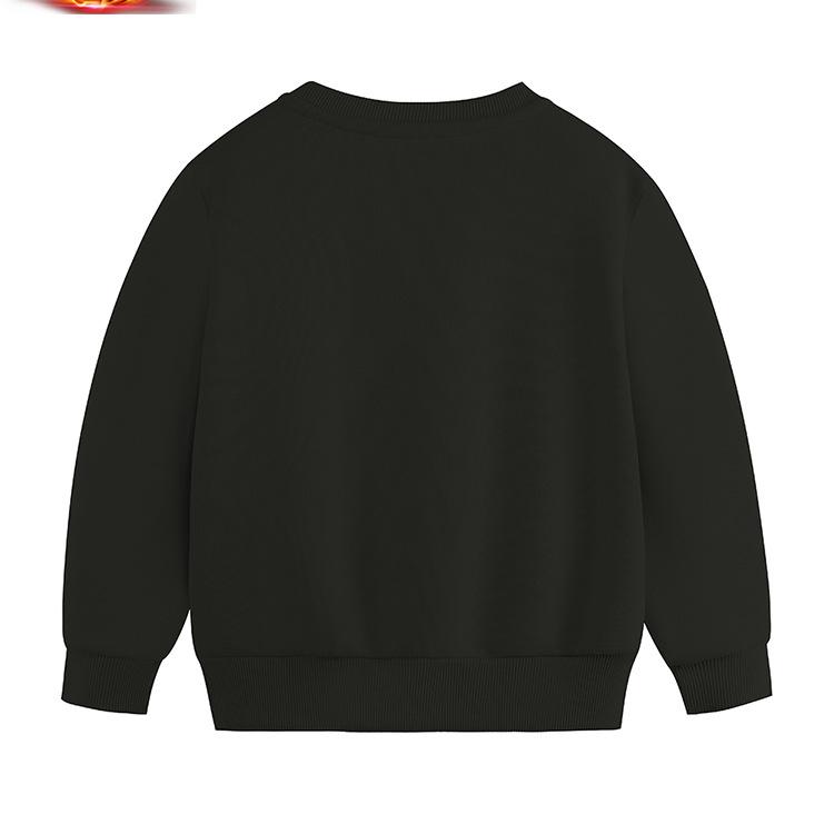 Kids' Round Neck Cotton Hoodie - Warm Fleece-Lined Pullover for Girls in Plain Colors.