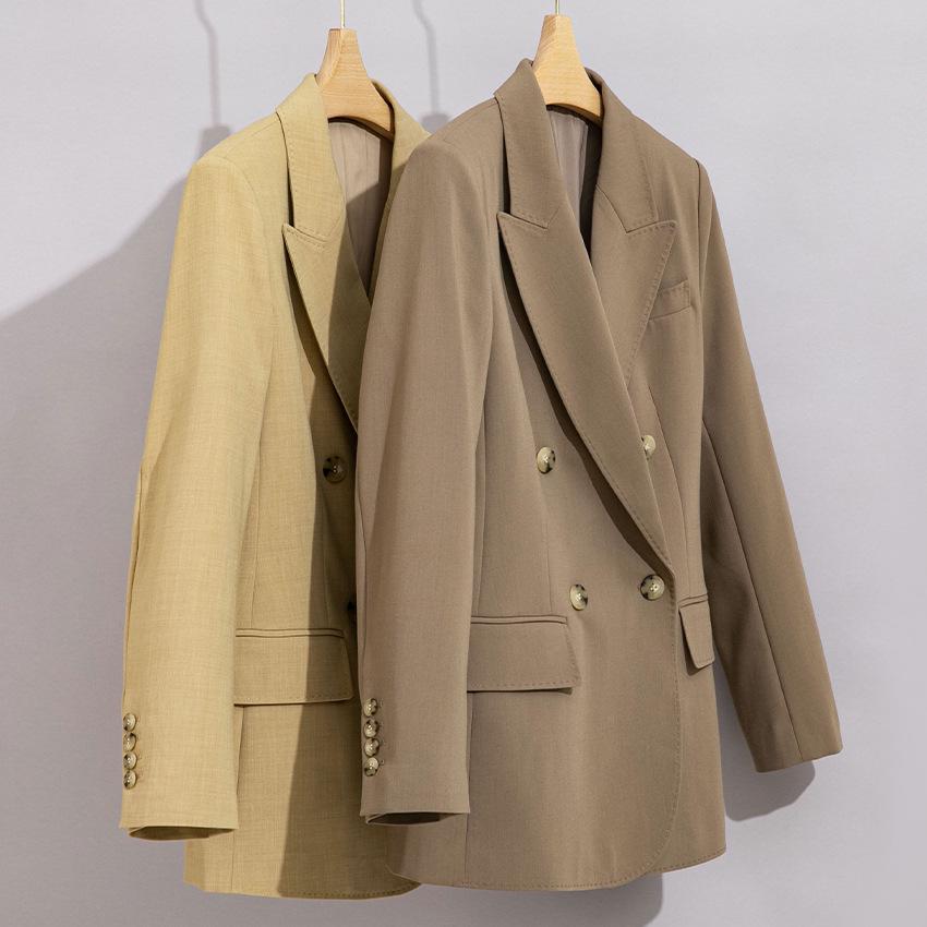 Women's Double-Breasted Slim-Fit Blazer - Formal High-End Jacket for Spring and Autumn