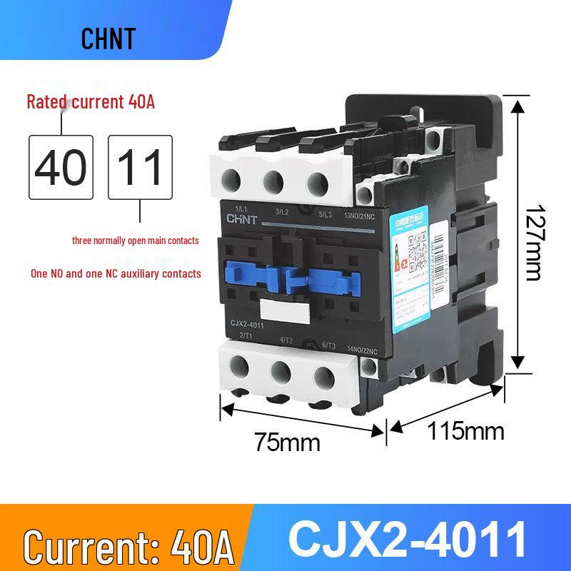 Zhengtai Kunlun AC Contactor CJX2-1210, 220V/380V, 3-Phase, NO/NC