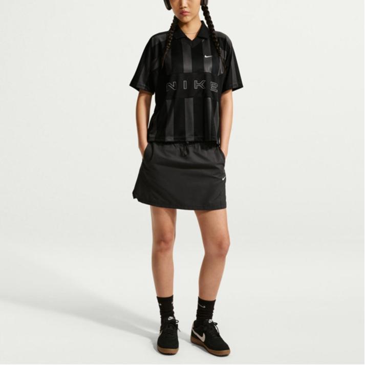 Nike Sportswear Striped Embroidered Ribbed Raglan T-Shirt Women tops IO0914010
