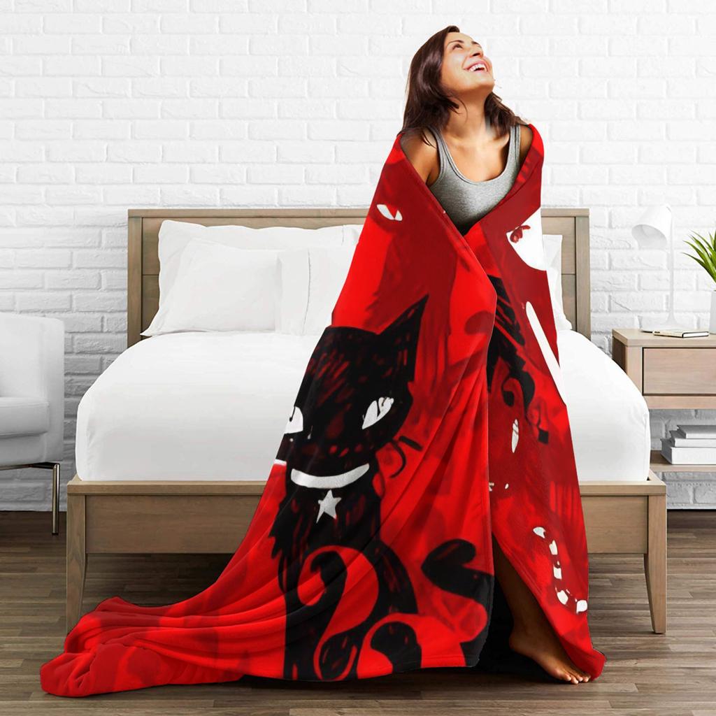 Cartoon E-Emily the Strange Fleece Throw Blanket Cats Blanket for Bed Car Super Warm Quilt,