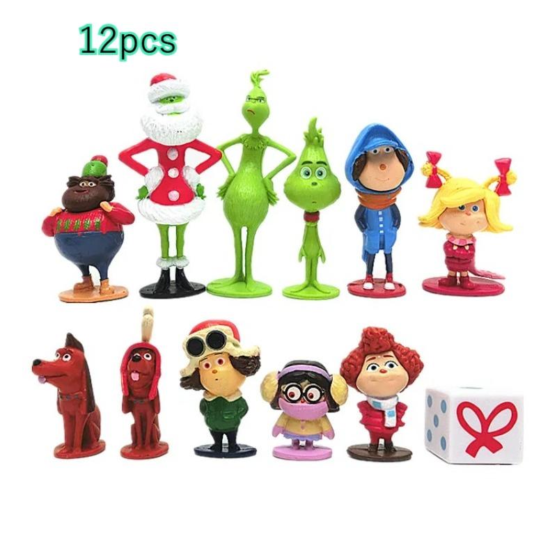 12pcs/set How the Stole Christmas Grinch-ed Figure Collection Model Toys pack by bag