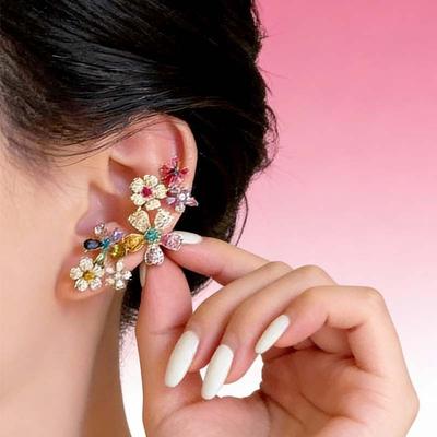 Romantische Bunte Zirkon-Blumenohrringe für Damen Luxus-Metall Kleine Gänseblümchen-Ohrringe Exquisiter Schmuck für Hochzeitsfeiern Geschenke