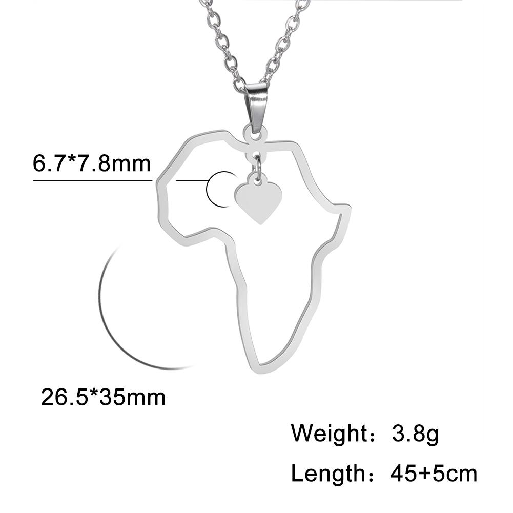 My Shape Africa Map Necklaces for Women Men Stainless Steel South African Map Pendant Chain Choker Hollow Map African Jewelry