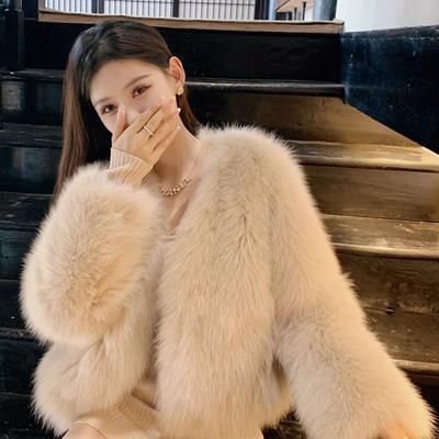 New Winter Fox Fur Coat Women's Fashion Short Fur Coat Temperament Collar