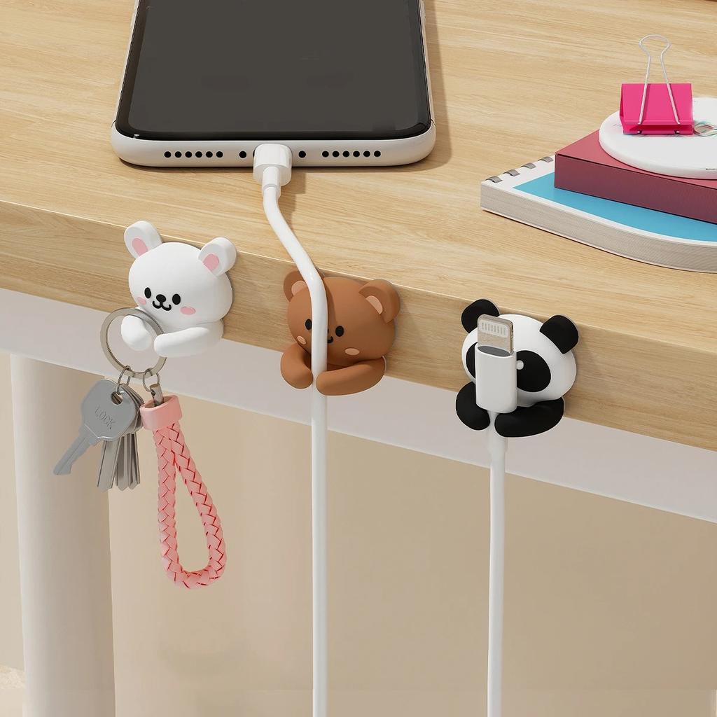 1/3PCS Desktop Cable Organizer Holder Winder Clips Desk Self-Adhesive Mobile Phone Data Cable Management Wire Cord Holder