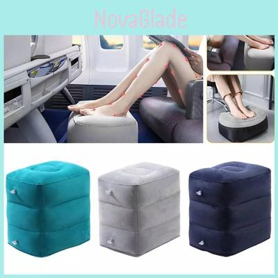 Luxurious Adjustable Inflatable Foot Rest Cushion Plush Velvet Travel Footstool Jp-003