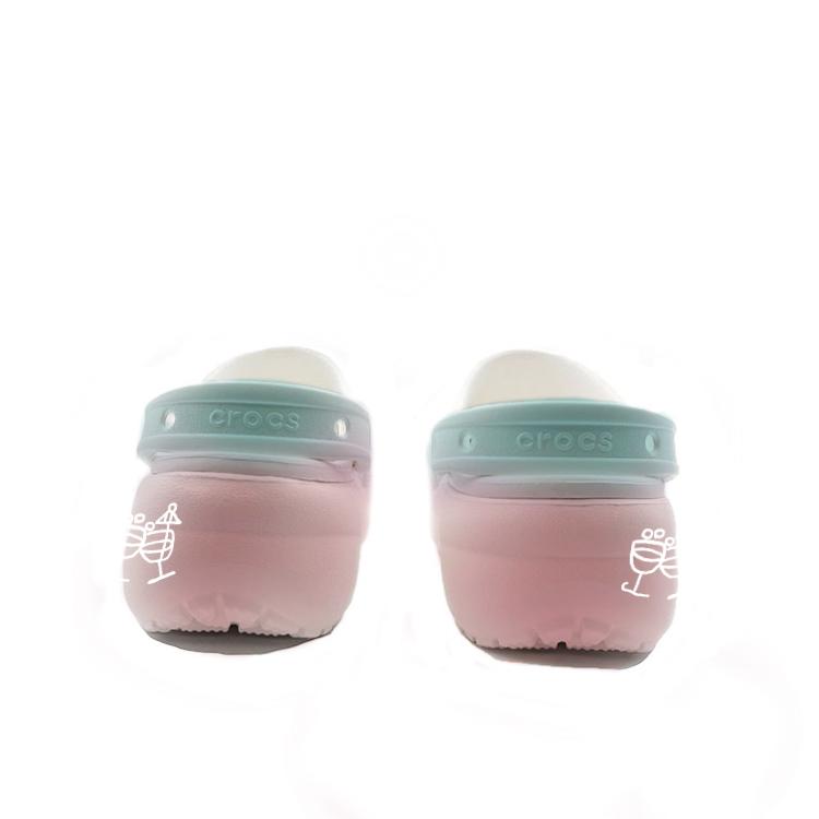 Crocs Classic Platform Clog EVA Bear Paradise Fashionable and Versatile Comfortable Hole Shoes for Men and Women Blue Pink