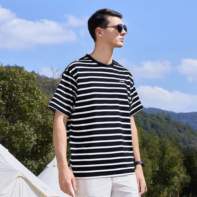 JEEP Men's Color Block Striped Short Sleeve T-Shirt