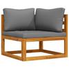 Modular Corner Sofa with Dark Grey Cushions Solid Acacia Wood
