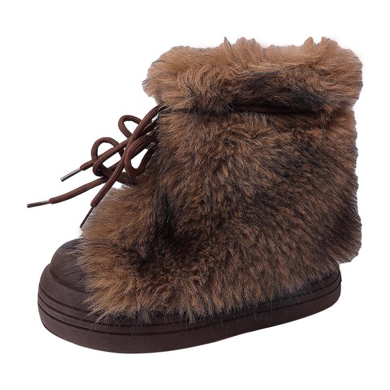 Comfortable, lightweight and warm, thick-soled inner height-increasing leather fur snow boots for women's 2025 autumn and winter new piled and thicken