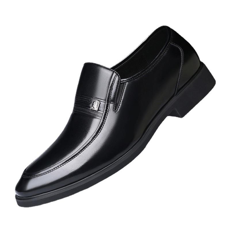 Old Man's Head Men's Cowhide Dress Shoes Business Casual Shoes Young Men's Wedding Shoes Trend British Height Increase 6cm