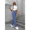 Women Casual High Waist Button Pocket Loose Straight Long Pants