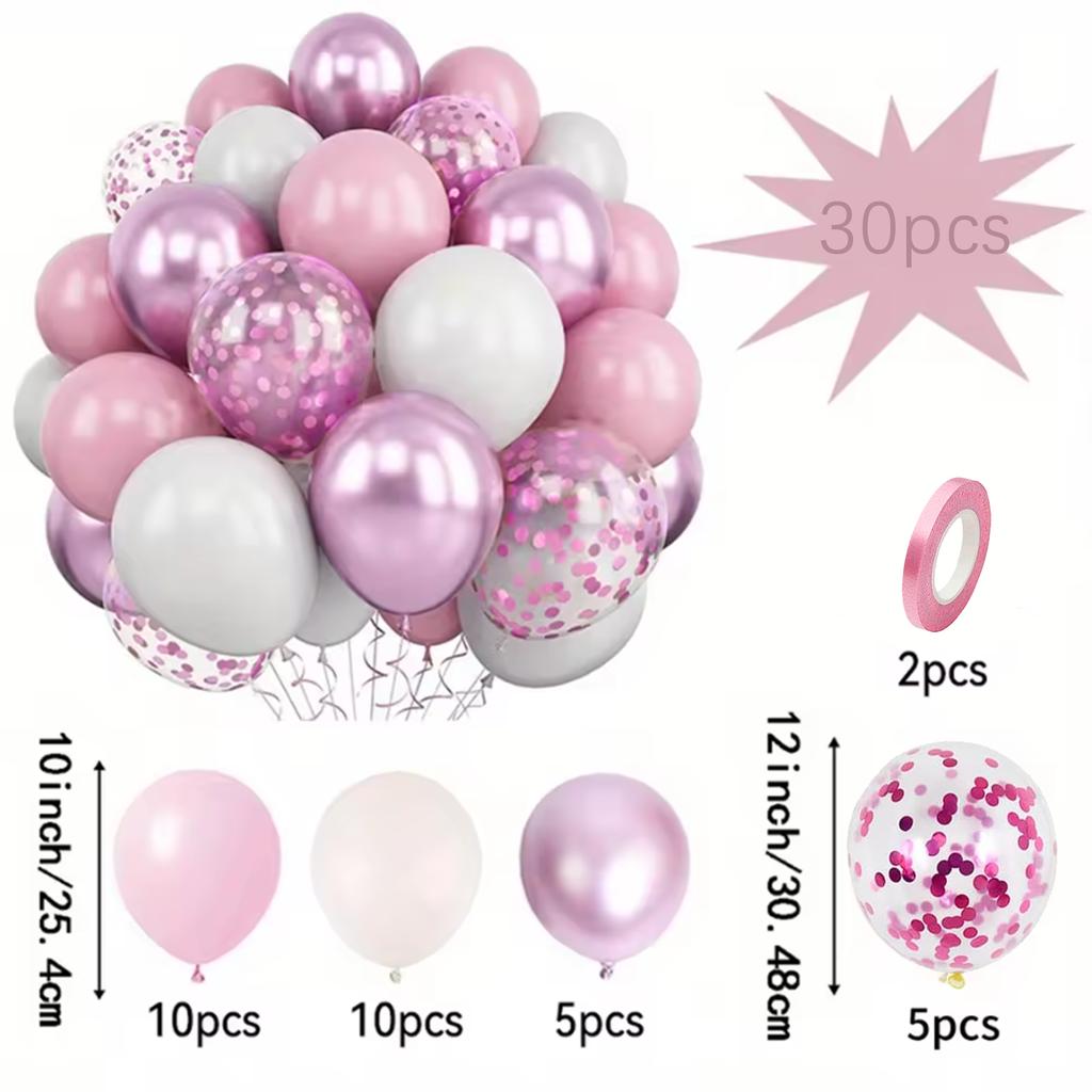 10inch 30/50pcs Pink Latex Balloon Set, Suitable for Weddings, Birthdays, Themed Parties, Pre Wedding Parties, Family Gatherings