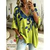 Printed Plus-Size Women's V-Neck Batwing Sleeve T-Shirt Bohemian Ethnic Print Loose Top Summer Comfortable Breathable Daily Commute Casual