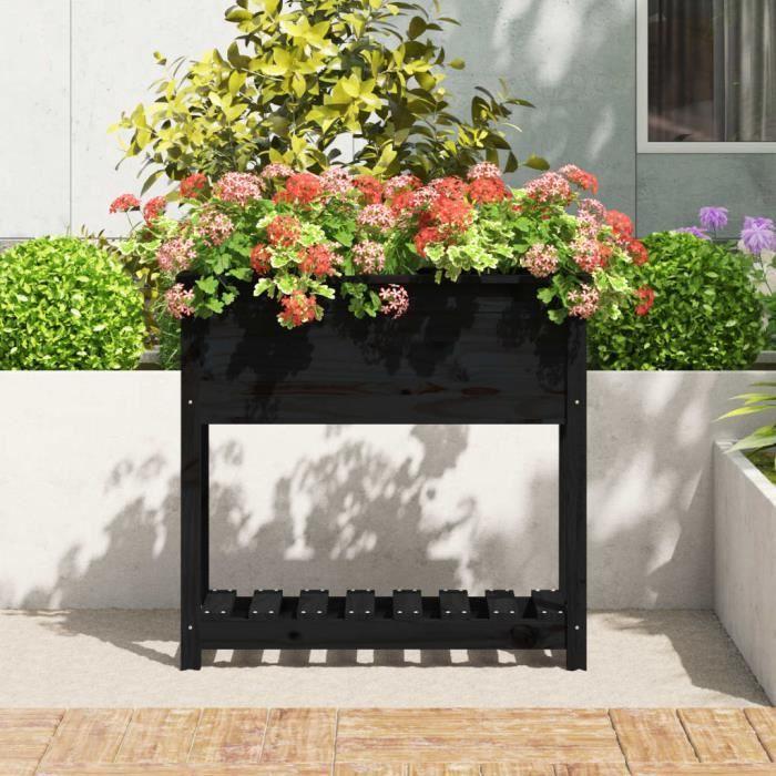 VidaXL Jardinière avec étagère Noir 82,5x34,5x81 cm Bois massif de pin 823763