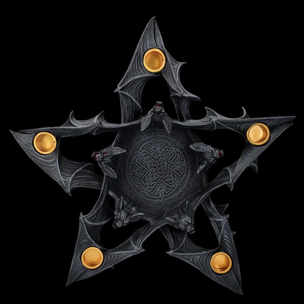 Nowy Halloweenowy Pięcioramienny Gwiazda Nietoperz Świecznik Żywica Rzemiosło Wysokiej Klasy Dekoracja Atmosfery Domowego Biurka