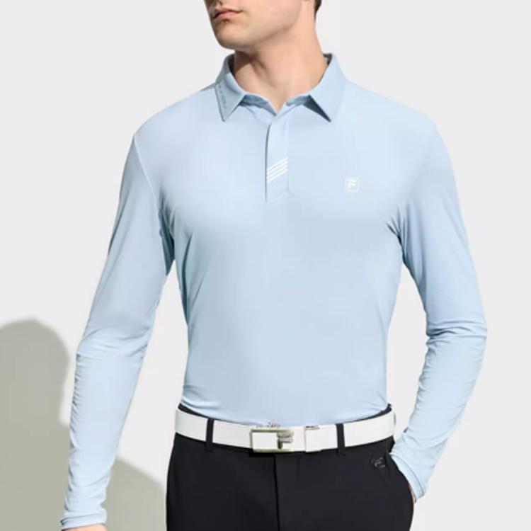 Fila SS23 Letter Logo Long Sleeve Polo Shirt Men Tops Blue A11M315204F-LB