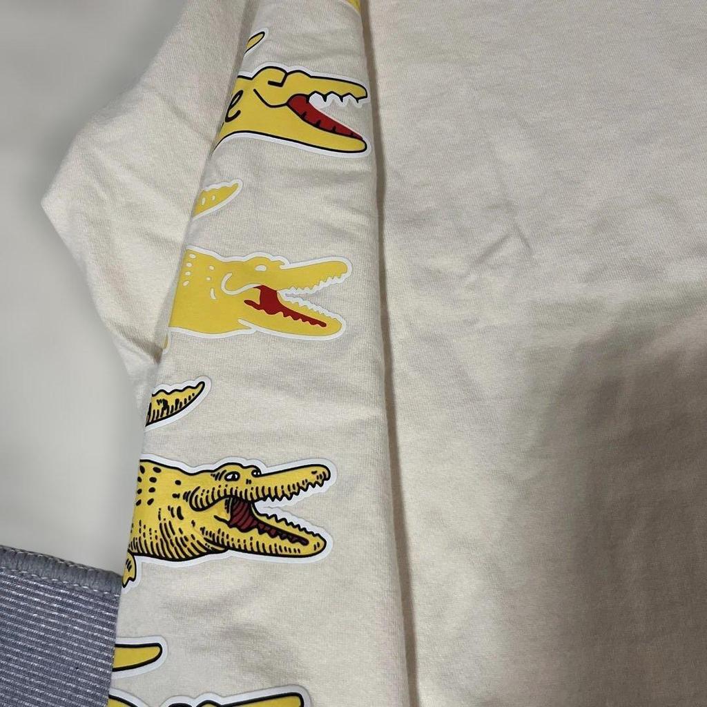 Used LACOSTE Timeline Clock Sleeve Print Long Sleeve T-Shirt