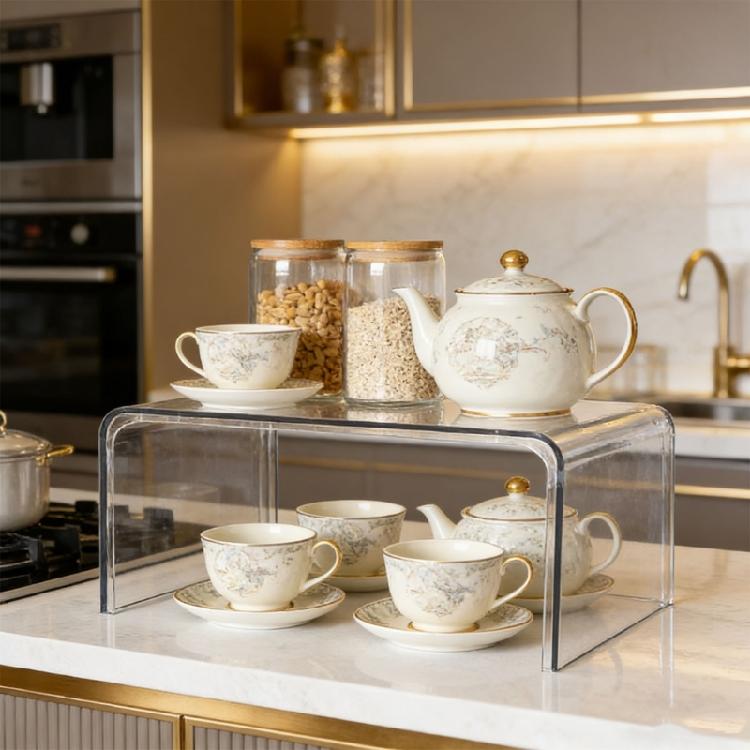 Interconnected Acrylic Cabinet Shelf For Effective Space Utilization In Cooking And Bath districts