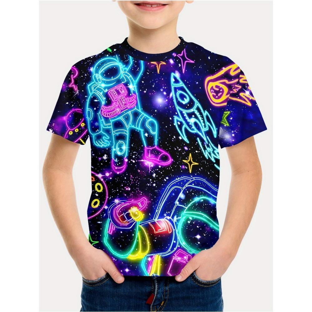 Cartoon Boy T-shirt, Summer Children's T-shirt, Fashionable Children's Clothing, 3D Printed Round Neck Top, Girls' Clothing