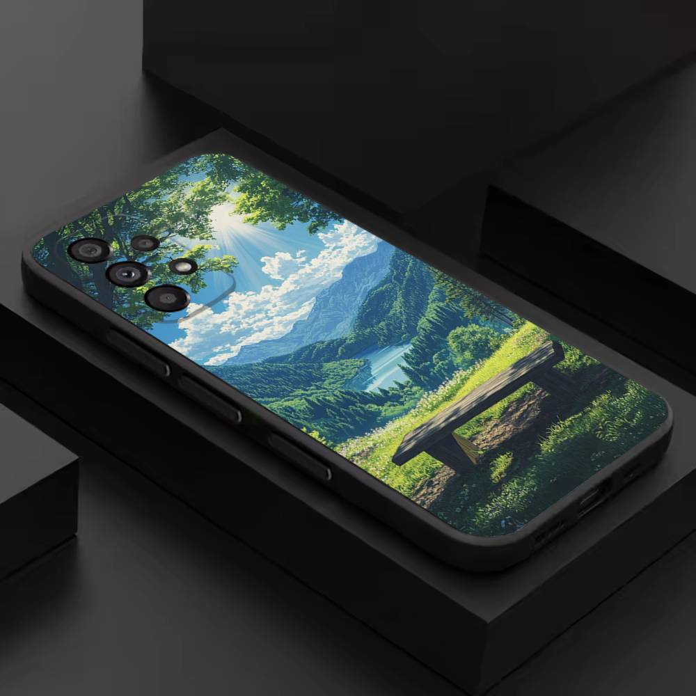 Natural Mountains Scenery For Samsung S 26,25,24,23,22,30,21,10,9,Ultra,Plus,Lite,FE,4,5G Black Soft Case Phone Case