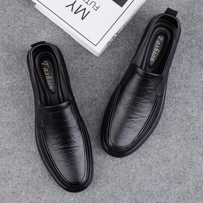 High Quality Dress Loafers Mens Genuine Leather Slip On Shoes 2025 All-match Mens Shoes Casual Male Comfortable Walking Flats