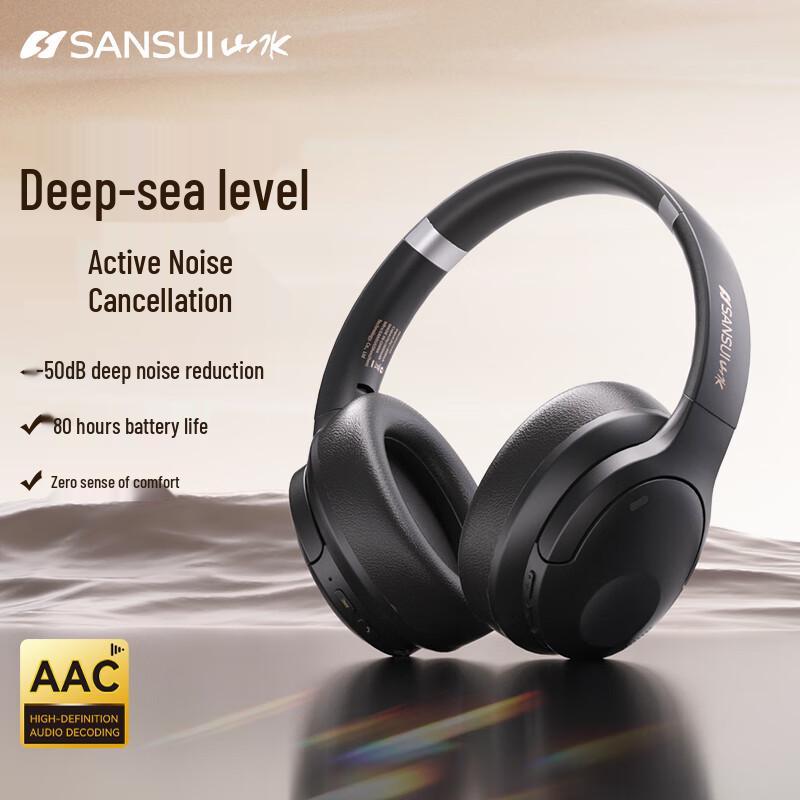 SANSUI Wireless Over-Ear Noise Cancelling Headphones