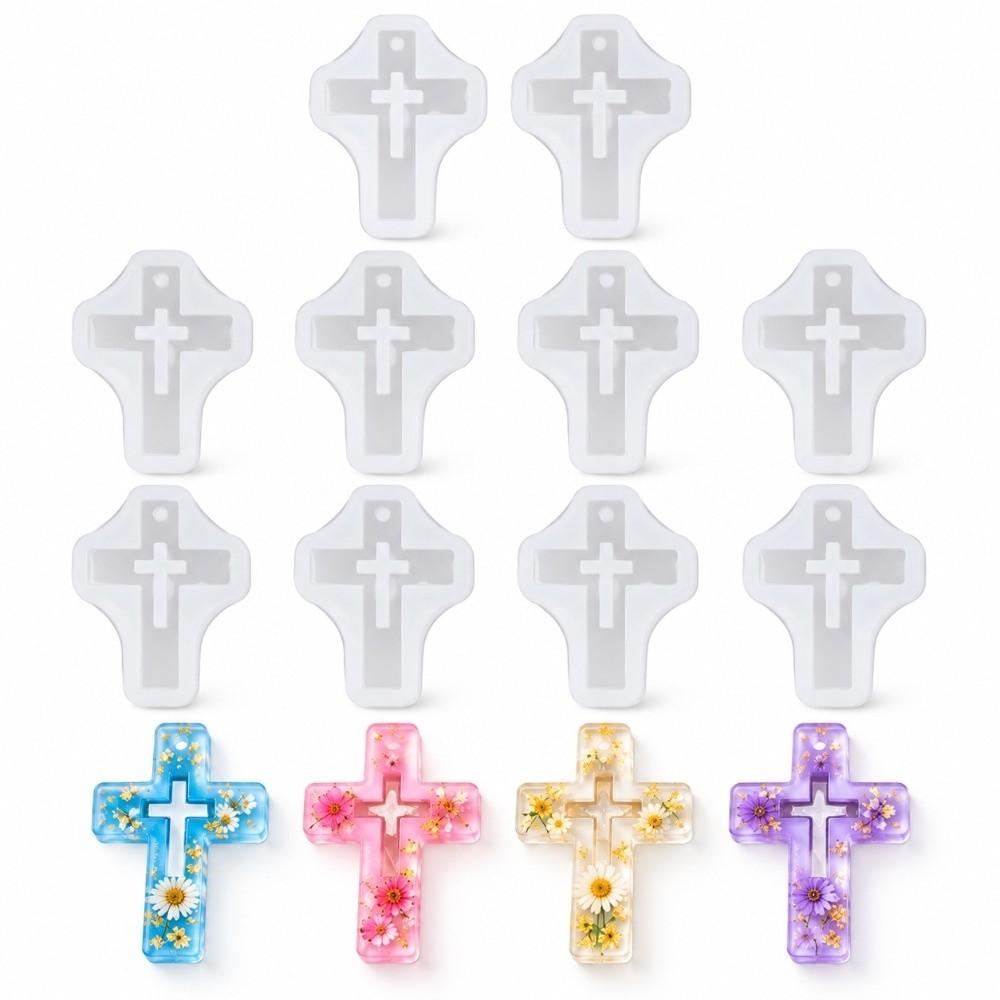 10pcs Food Grade Silicone Silicone Cross Mold Pendant Casting Mold For Craft Projects