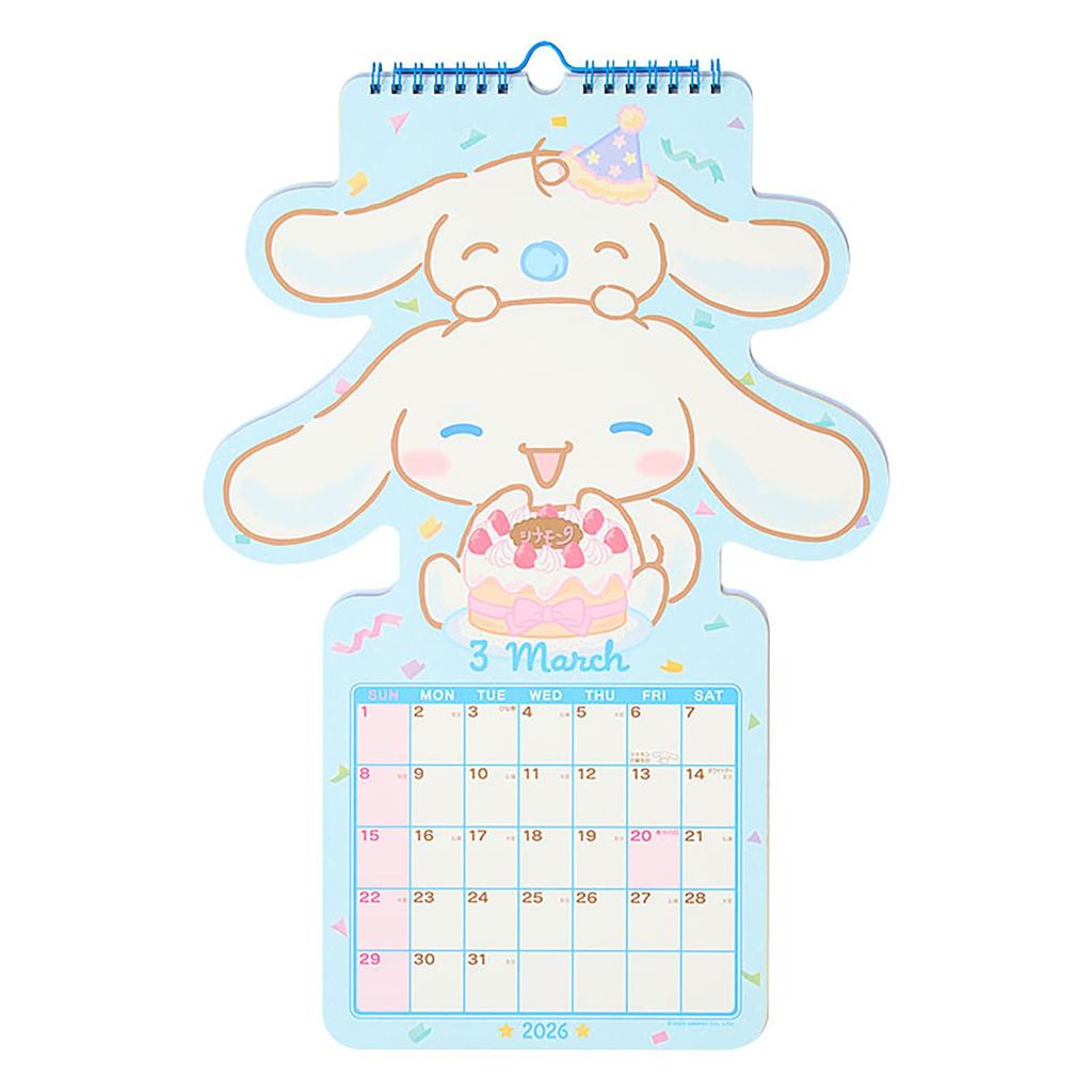 Sanrio 2026 Cinnamoroll Paper Wall Wall 622834 Die-Cut Calendar, Calendar, Calendar,