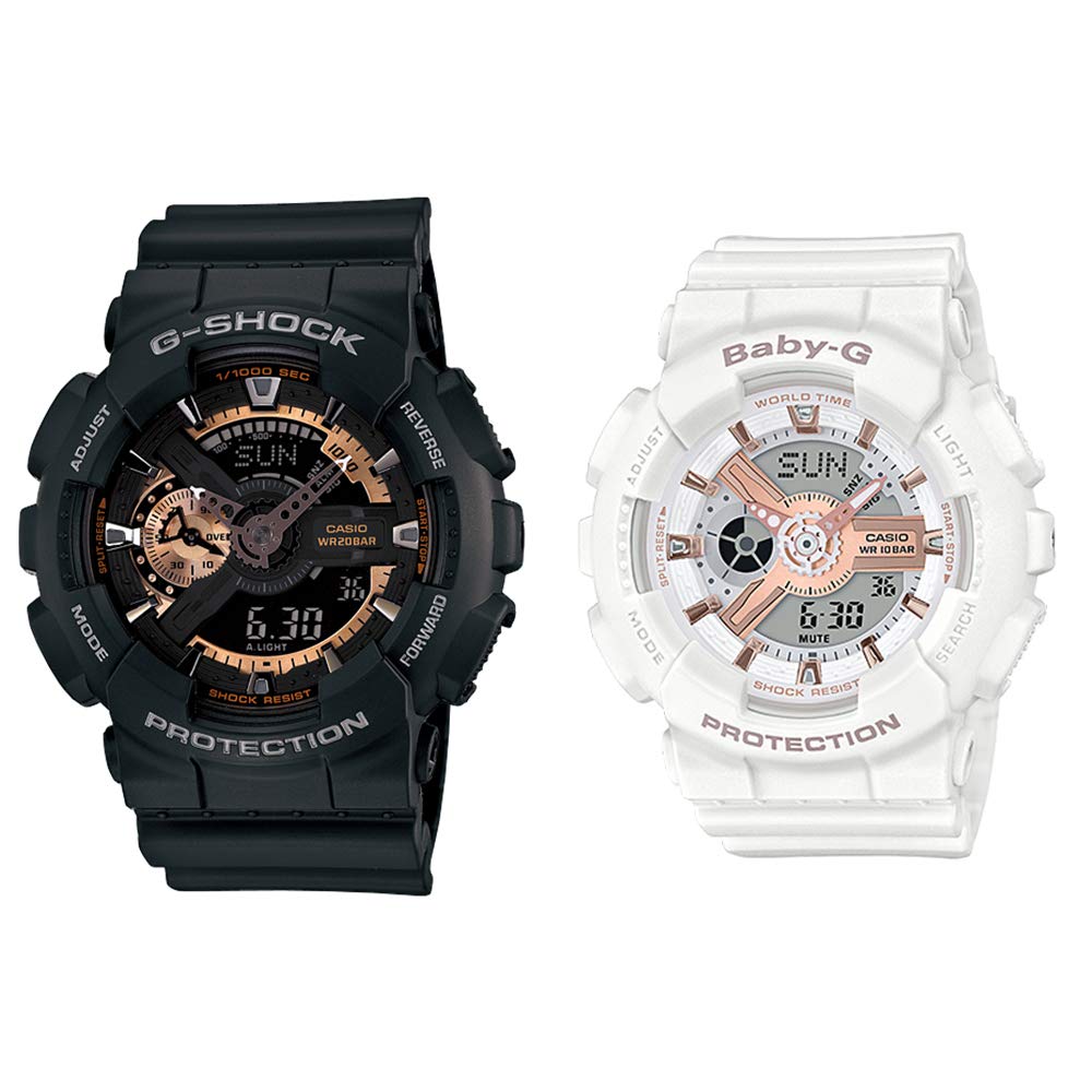 

[Casio] CASIO G-Shock Baby G Pair Watch Digital & Analog Ana-Digi Rose Gold Black White 20/10 ATM Water Resistant GA-110RG-1ABA-110RG-7A Watch