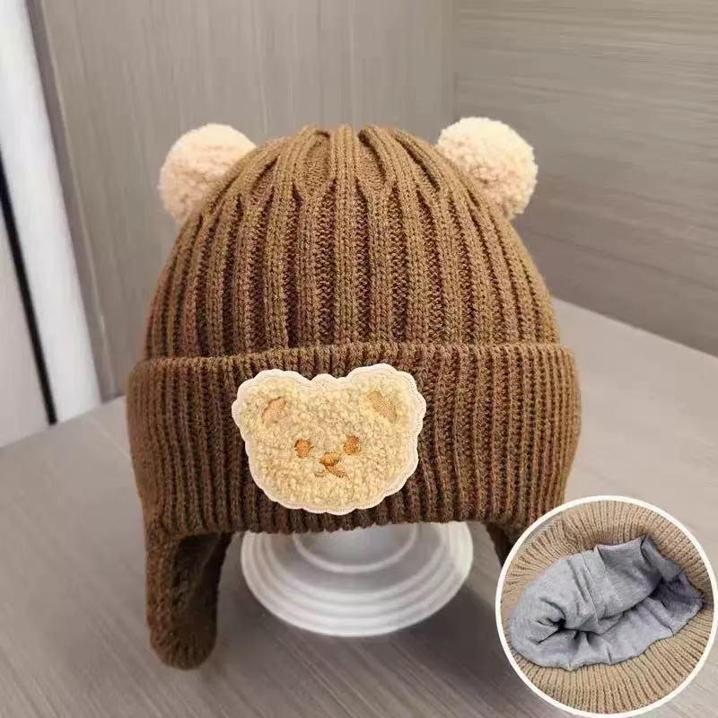 Korean Style Cozy Knit Wool Baby Hat with Ear Protection for Boys & Girls - Winter Windproof & Warm