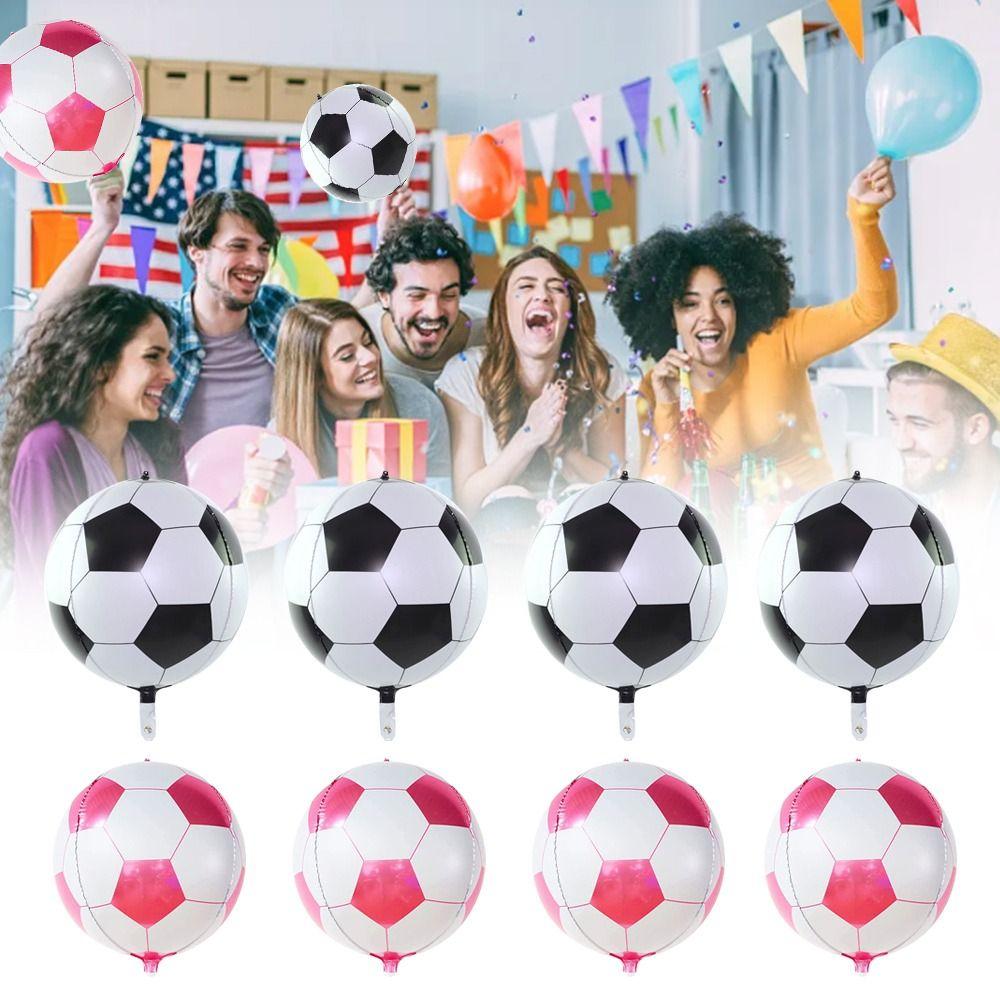 5pcs Set 22 Inch Round 4D Ball Balloon Silver Color Rose Gold Soccer Ball Balloon Football Themed Big Size Helium Balloon