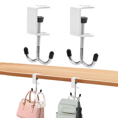 Multi-functional Double Hooks Desk Side Hook Adjustable Hanging Backpack Holder Portable Removable Handbag Rack