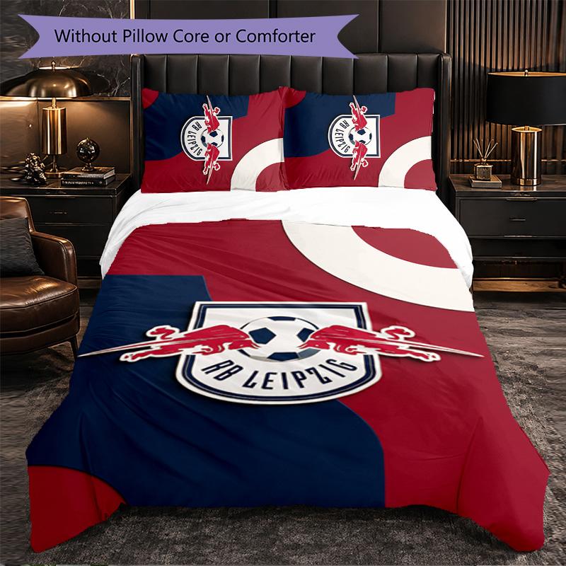 RB Leipzig Football 3 Piece Bedding Set Soft Duvet Cover Set with Pillowcases Printed Bedroom Decor Set for Home