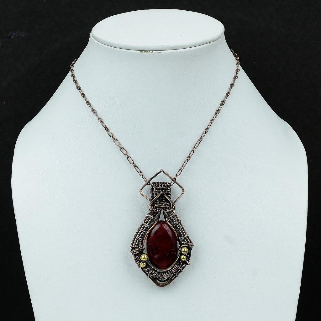Red Fire Labradorite Pendant Copper Wire Wrapped Pendant Handmade Jewelry Natural Gemstone Pendant Copper Wire Wrapped Jewelry Wedding Gifts