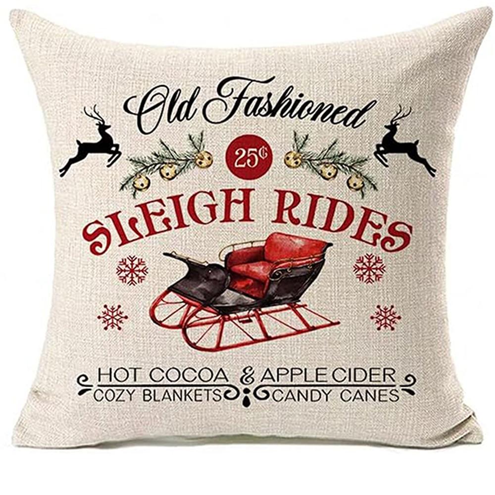 

1 шт. Наволочка в стиле фермерского дома на рождественский сезон, элементы дерева и леденца, необходимый рождественский декор для дома, дивана и идея для подарка 18x18Inch
