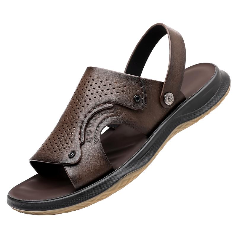 

Новые летние мужские мягкие сандалии из дышащей кожи, мужские пляжные шлепанцы, брендовая мужская повседневная обувь, удобные мужские туфли без застежек Air 44 коричневый
