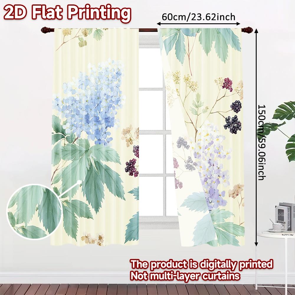 Set Of 2 Flat Printing Curtains Without Rod Floral Watercolor Design Women Is Day Festival Creative Fabric Curtain Polyester