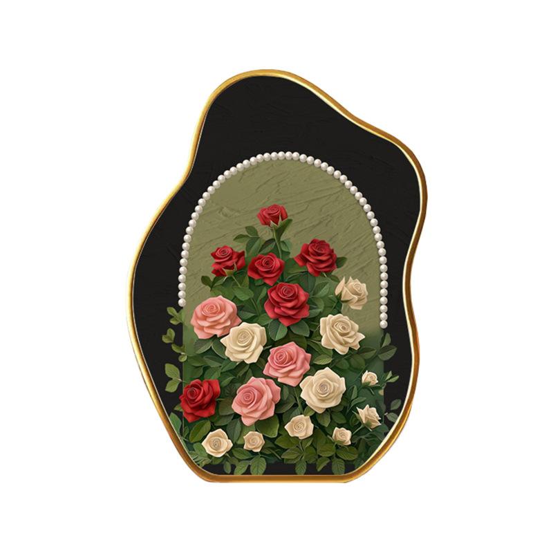 

Vintage Pearl Rose Wall Clock Elegant Home Decor Retro Art Piece for Desktop чёрный