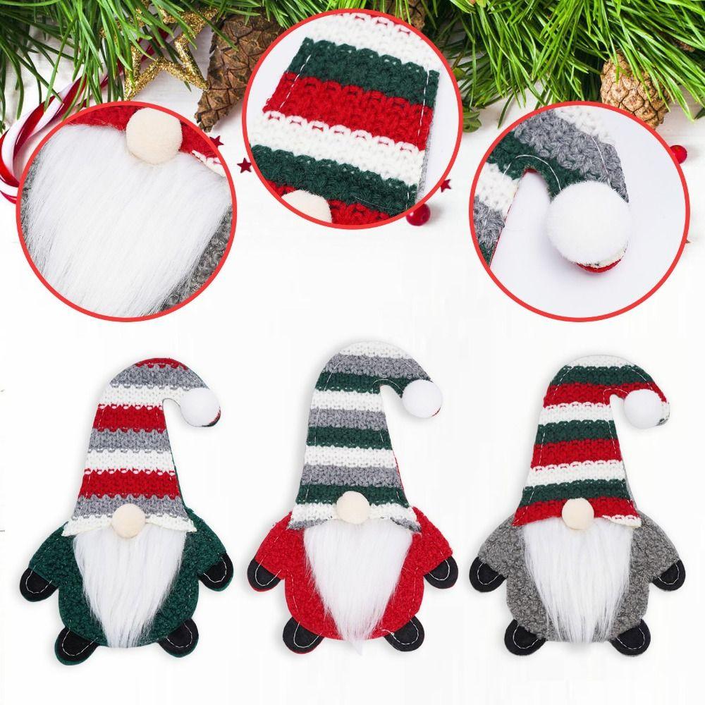 3pcs Cartoon Gnome Silverware Holder Exquisite Xmas Tableware Storage Bag  Party Favors