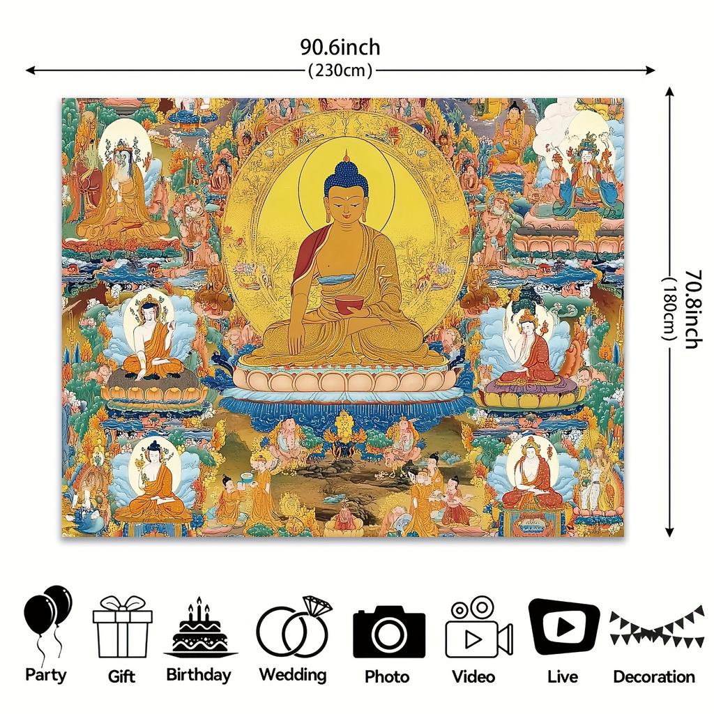 VIKAMA Buddha Shakyamuni Tangka Gobelín Čajovna Zen Obývací pokoj Zadní stěna Dekorace místnosti
