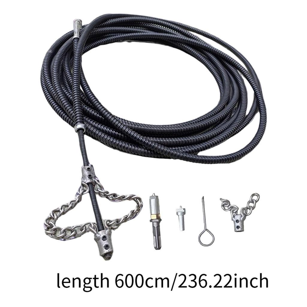 Drain Snake Cable Metal Spring Clog Remover for Kitchen Bathroom Sewer 600cm