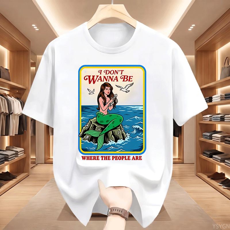 I Dont Wanna Be Where The People Are T Shirt Ocean Lover Tshirt Beach Aesthetic Tee Unisex Short Sleeve Round Neck Tshirts Tops