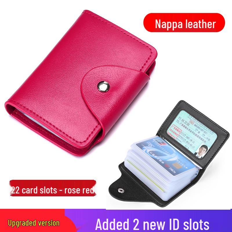 Dames Stijlvolle Kaarthouder van Rundleer met Meerdere Vakken voor Zakelijke Kaarten, Creditcards en Rijbewijs